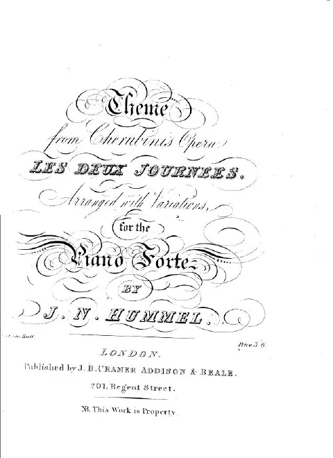 First page of Variations on 'Les Deux Journees' by Cherubini