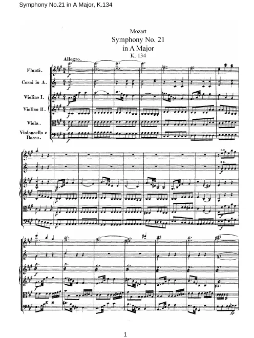 First page of Symphony No.21