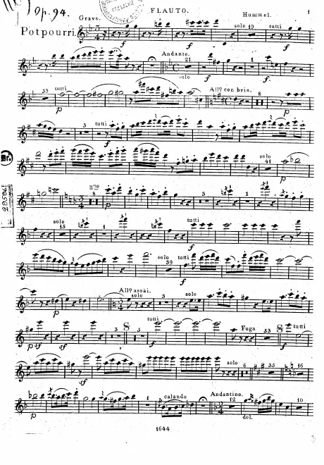 First page of Potpourri for Viola and Orchestra