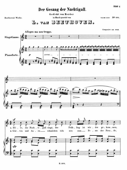 First page of Der Gesang der Nachtigall