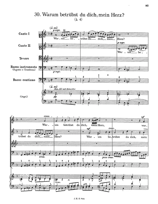 First page of Warum betrübst du dich, mein Herz?