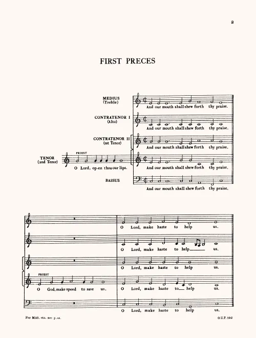 First page of First Preces and Psalms