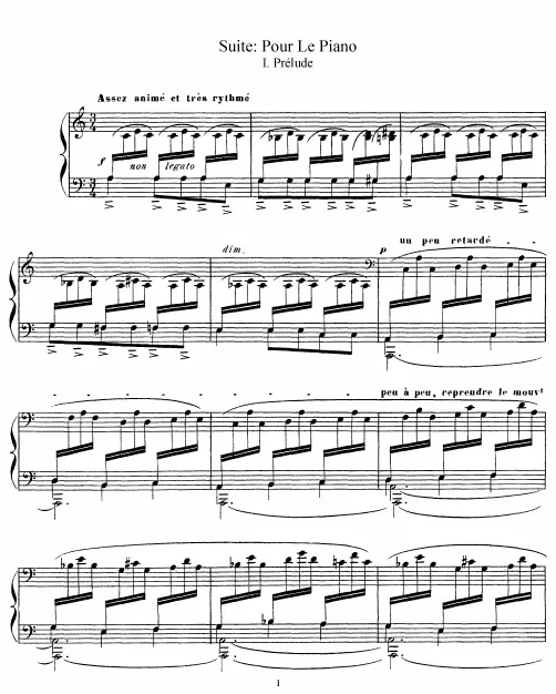 First page of Pour le Piano