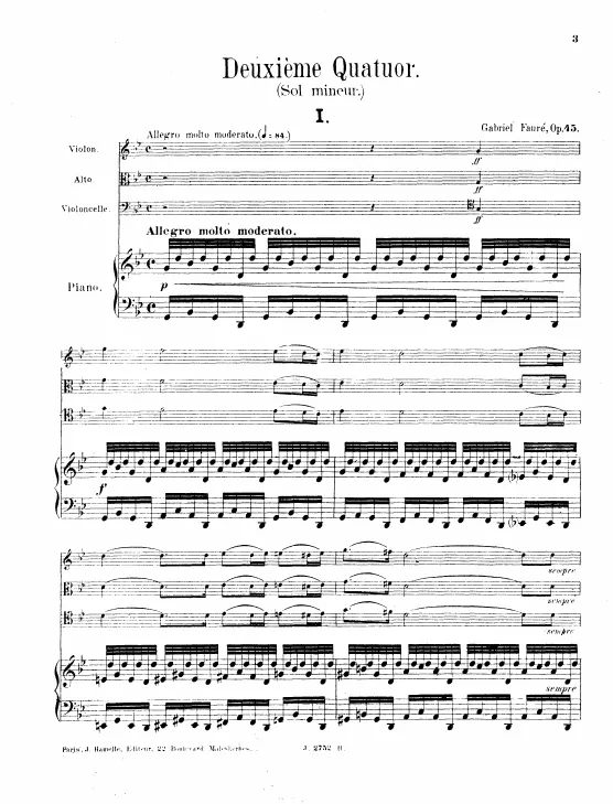 First page of Piano Quartet No.2