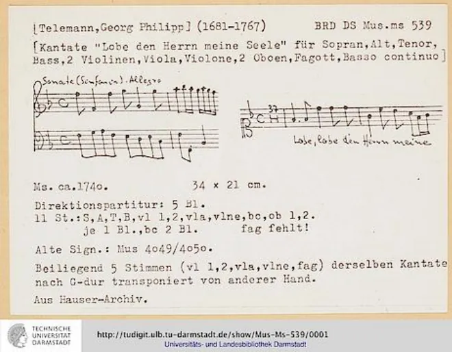 First page of Lobe den Herrn meine Seele, TWV deest