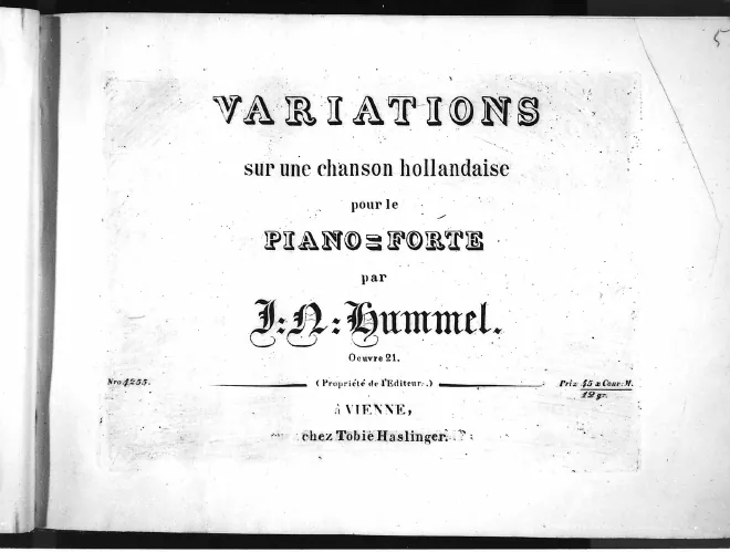 First page of Variations on a Dutch Song