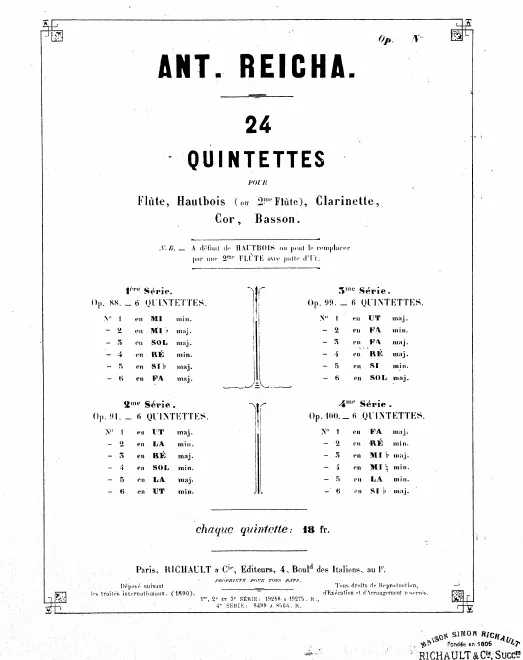 First page of Quintuor en Fà mineur, Op.99 No.2
