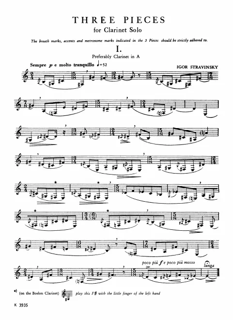 First page of 3 Pieces for Clarinet Solo