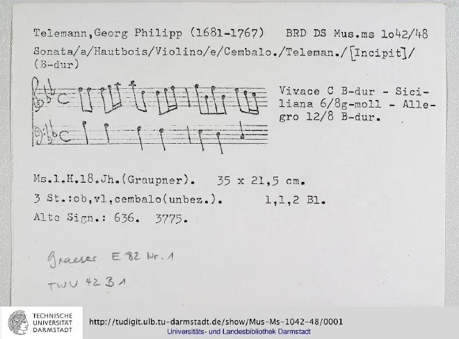 First page of Trio Sonata in B-flat major
