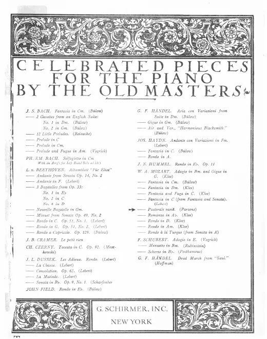 First page of Pastorale Variée, avec cadenza