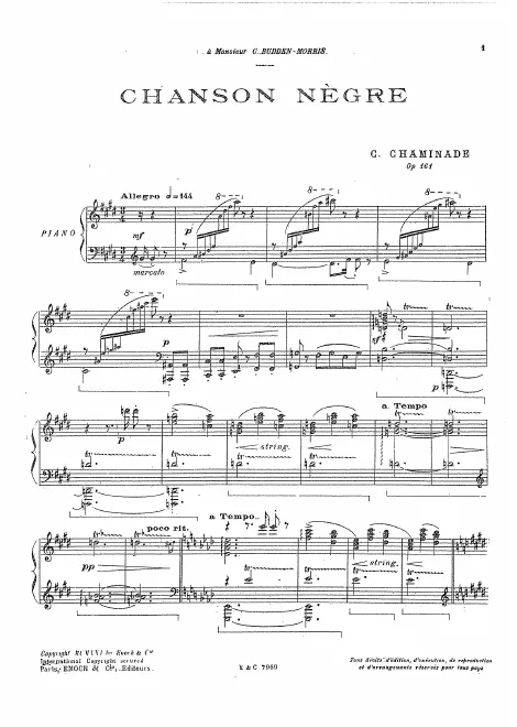 First page of Chanson Nègre, Op.161