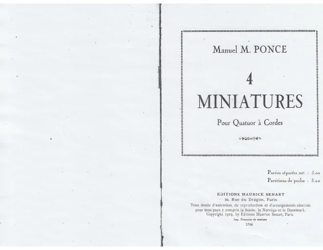 First page of 4 Miniatures for String Quartet
