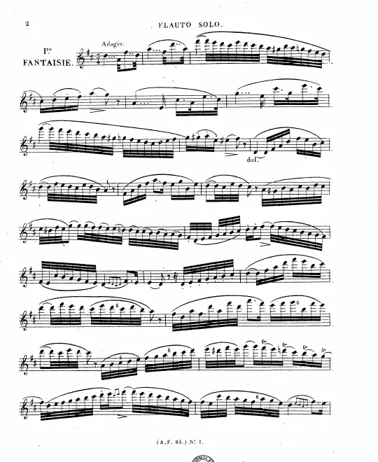 First page of 3 Fantaisies for Solo Flute