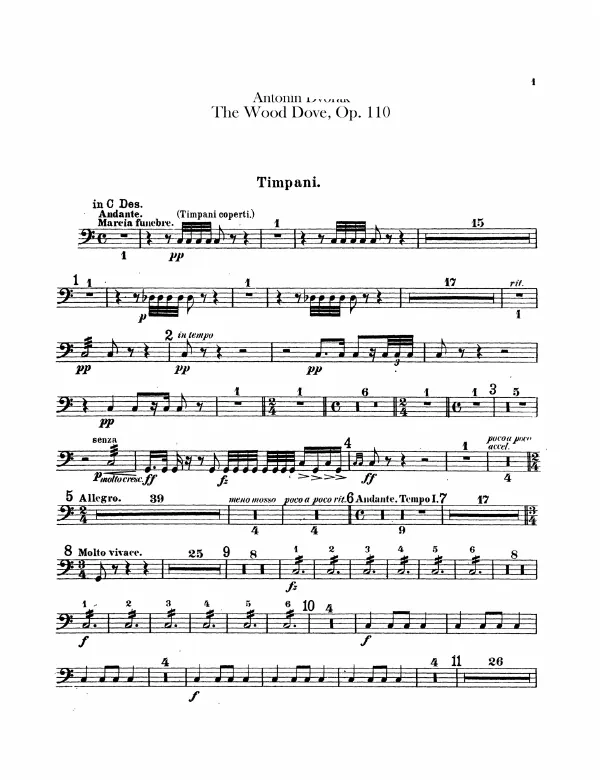 First page of The Wild Dove ; Holoubek ; Die Waldtaube