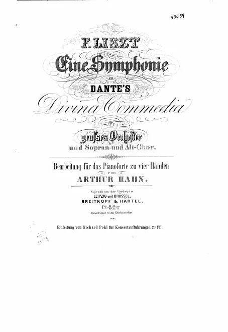 First page of Eine Symphonie zu Dantes Divina Commedia ; Szimfónia Dante Divina Commedia-ja nyomán