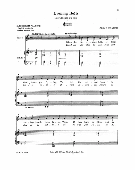 First page of Les cloches du soir