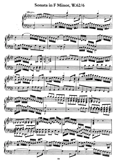 First page of Keyboard Sonata in F minor