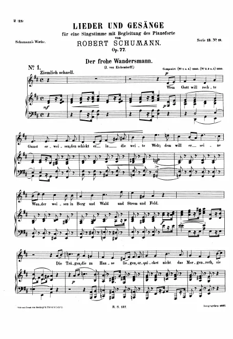 First page of Lieder und Gesänge, Vol.III