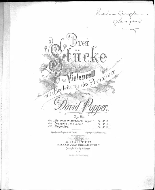 First page of 3 Pieces for Cello and Piano