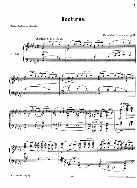 First page of Nocturne for Piano