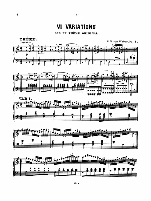 First page of 6 Variations sur un thème original