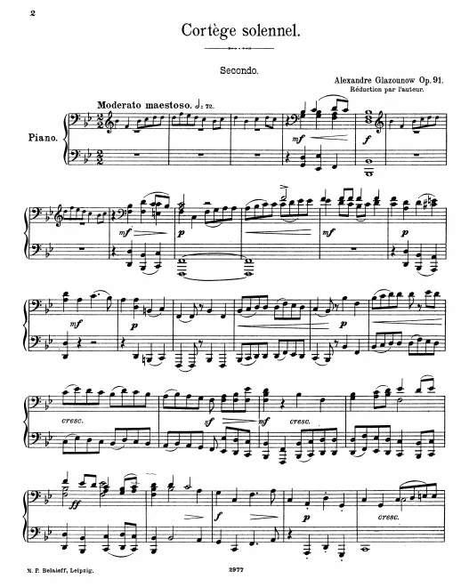 First page of Cortège solennel