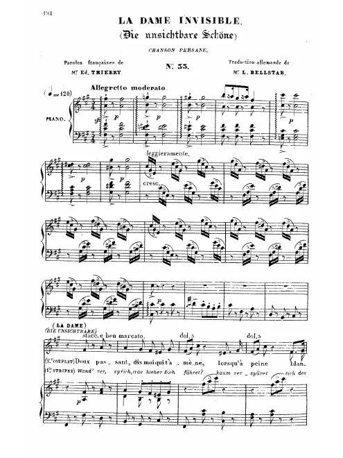 First page of La dame invisible / Die unsichtbare Schöne