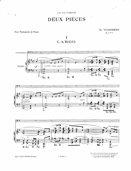 First page of 2 Pièces pour violoncelle et piano