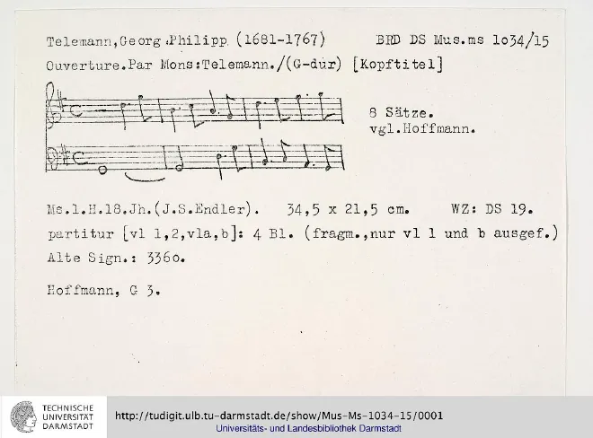 First page of Ouverture-Suite in G major
