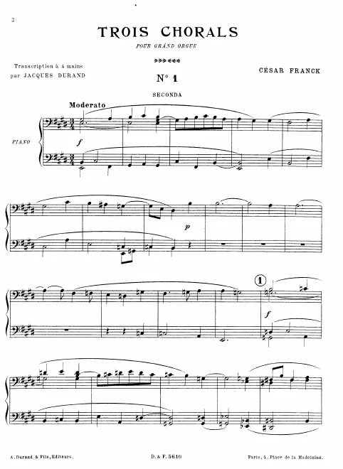 First page of Trois chorals pour orgue