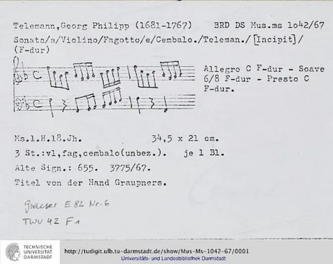 First page of Trio Sonata in F major