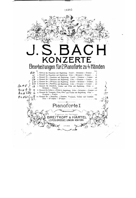 First page of Bearbeitungen von Konzerten für 2 Pianoforte zu 4 Händen
