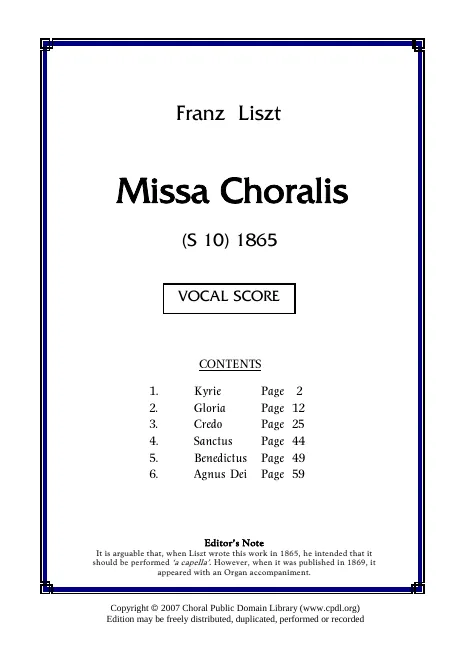 First page of Missa choralis