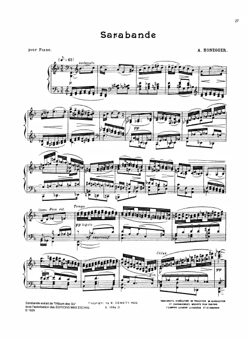 First page of Sarabande