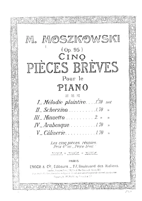 First page of 5 Pièces brèves