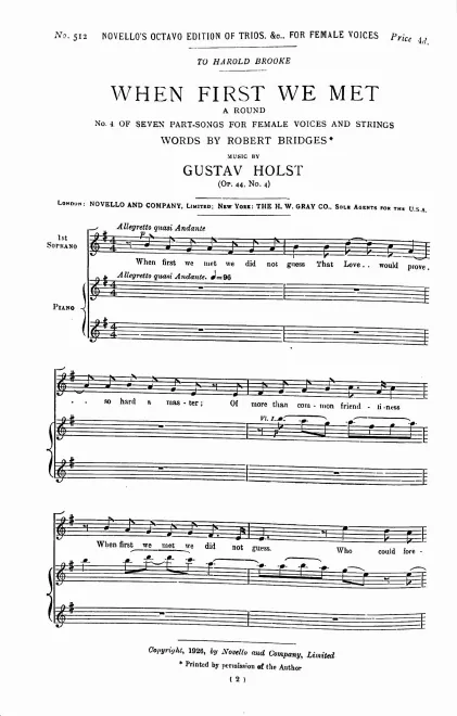 First page of 7 Part-songs