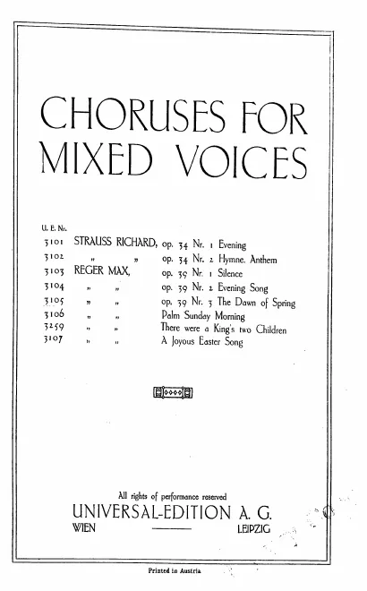 First page of Drei sechsstimmige Chöre