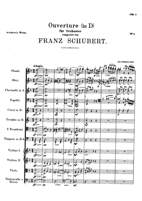 First page of Overture in D for orchestra