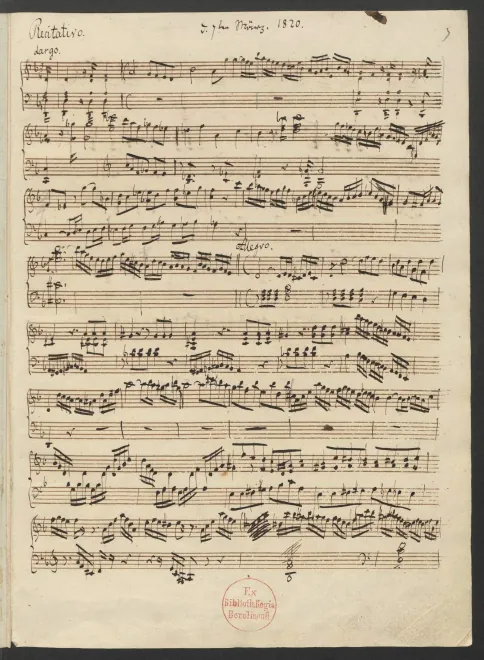 First page of Recitativo in D minor for Piano and Orchestra