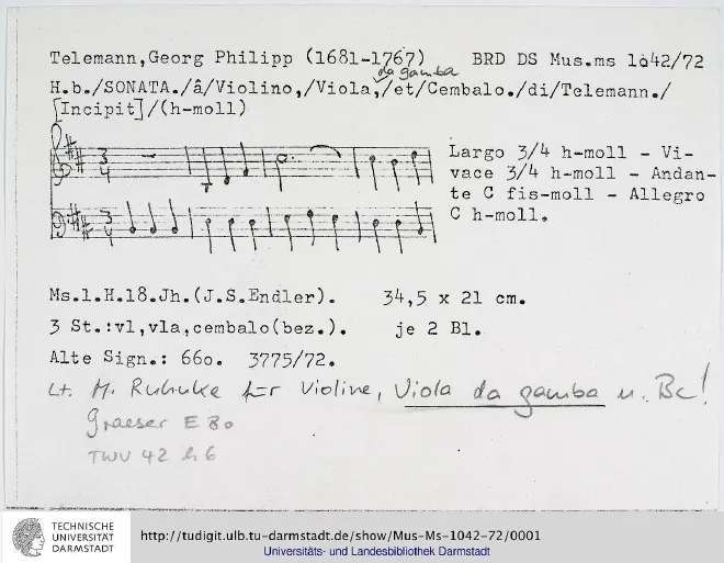 First page of Trio Sonata