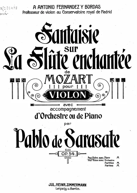 First page of Fantaisie sur La Flûte enchantée de Mozart