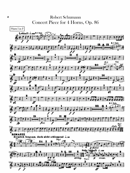First page of Concertpiece for Four Horns and Orchestra