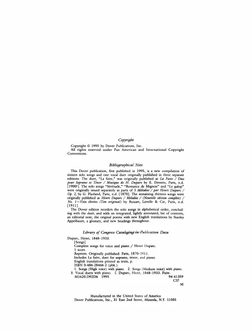 First page of Complete Songs for Voice and Piano