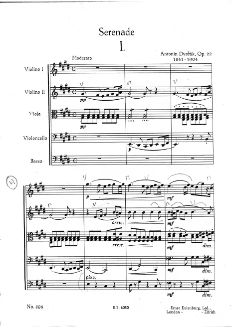 First page of Serenade for Strings