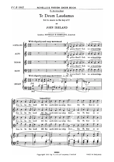 First page of Te Deum Laudamus in C major