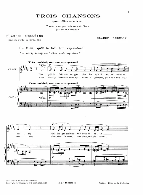 First page of 3 Chansons de Charles d'Orléans