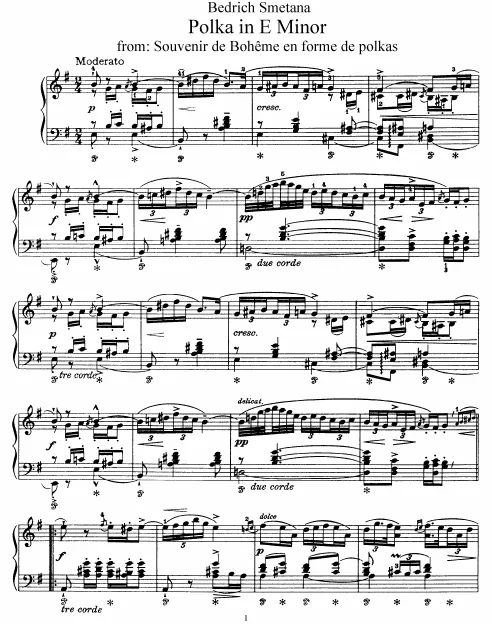 First page of Souvenir de Bohême en forme de Polkas