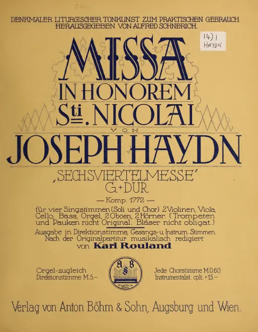 First page of Missa Sancti Nicolai