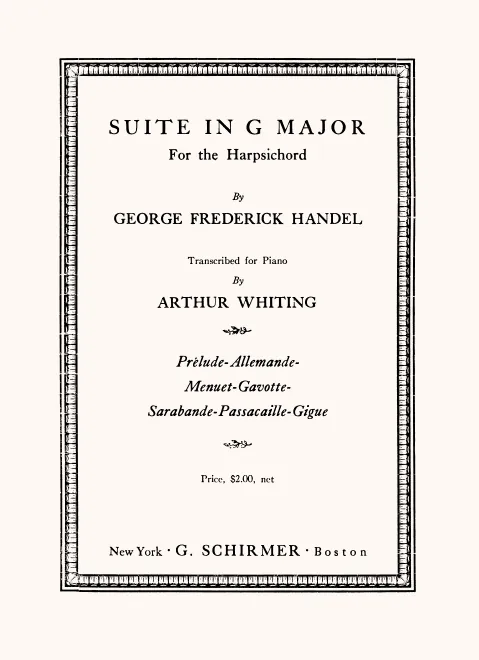 First page of Suite in G major for the Harpsichord