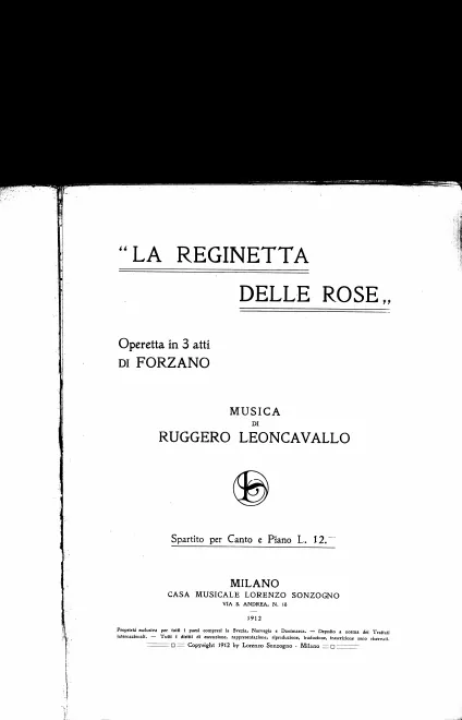 First page of La reginetta delle rose